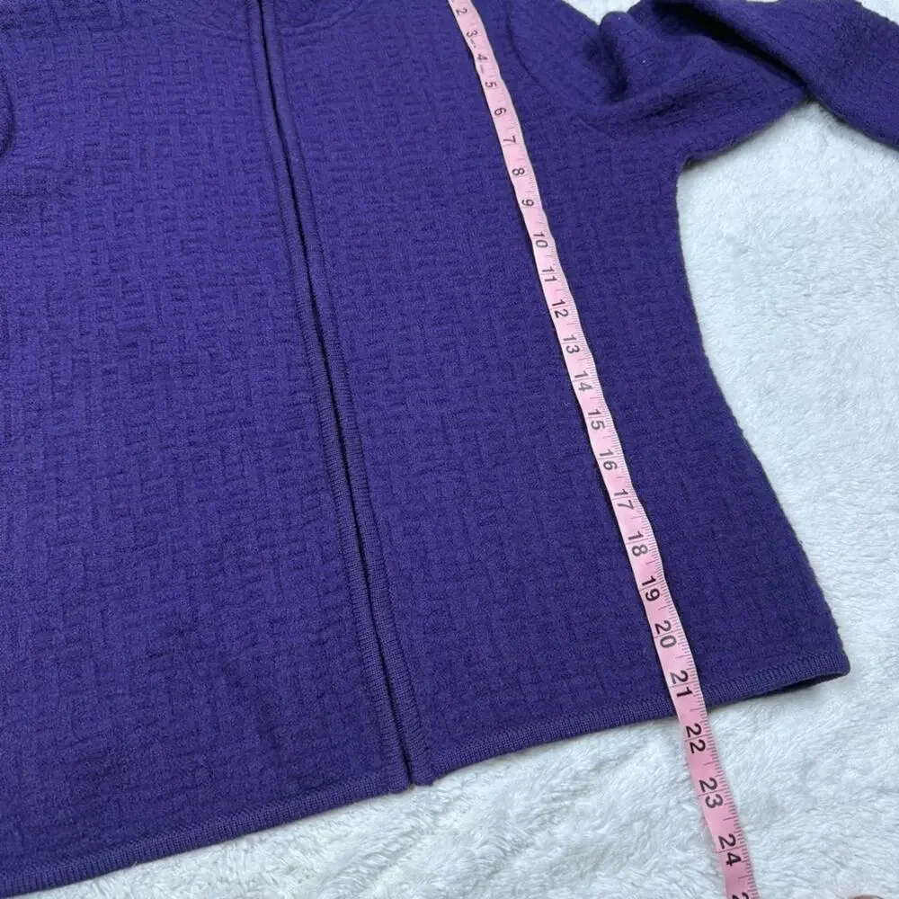Talbots Purple Wool Knit zip up Sweater